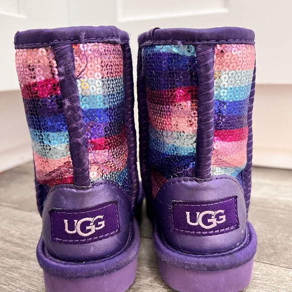 UGG CLASSIC II sequin purple pink toddler boots size 5 - Picture 3 of 5